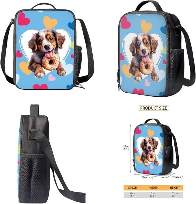 Cartoon Border Collie Dog Print Backpack Set Schoolbag Large Capacity Bookbag Lunch Box Pencil Case 17 Inch Travel Laptop Backpacks Student Rucksack Daypack with Zipper - Image 4