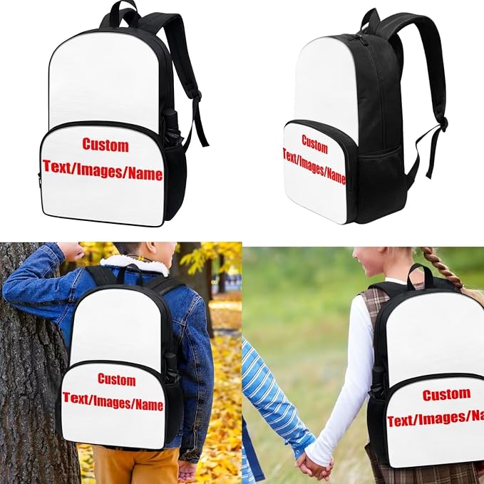 Custom Backpack Bookbag with Lunch Box Pencil Case Set 3 Pieces Set Personalized Design Backpack Daypack Satchel Add Your Image Text - Image 2