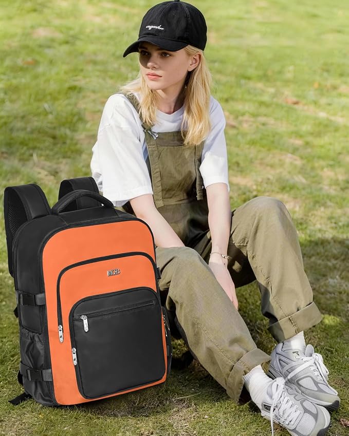 Travel Backpack for Women & Men, Carry On Personal Item Bag Flight Approved, Large Waterproof Laptop Backpack for Travel, Overnight, College & Commuting Black-Brown - Image 8
