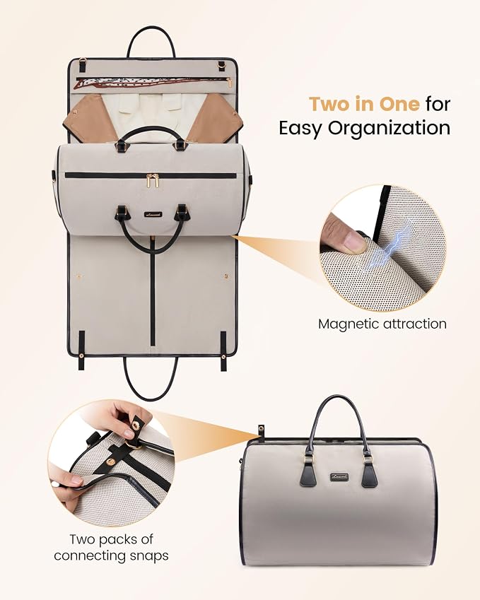 LOVEVOOK Garment Bags for Travel,3 in 1 Garment Duffle Bags for Travel with Shoe Pouch,Carry on Garment Bag for Women Men,Hanging Suitcase Suit Dress Business Travel Bag Weekender Bag - Image 3