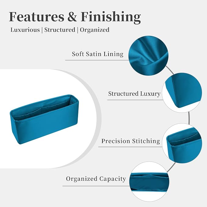 Purse Organizer Insert for Jypsiere 34, Lightweight & Soft Satin Bag Insert with Pockets for Women, Ideal for Travel, Shopping, and Daily Use, Multicolor Options(Blue Jean, J-34) - Image 3