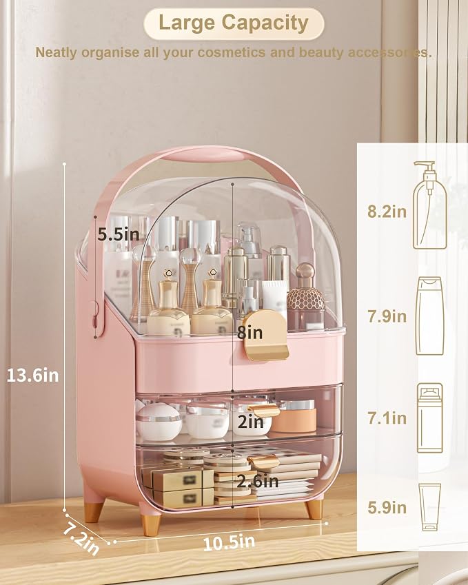 Anylady Makeup Organizer Countertop, Skincare Holder Bathroom Counter Organizer, Storage Box Cosmetic Display Cases, Teen Girl Gifts Make up Organizers for Vanity, Dresser - Image 2