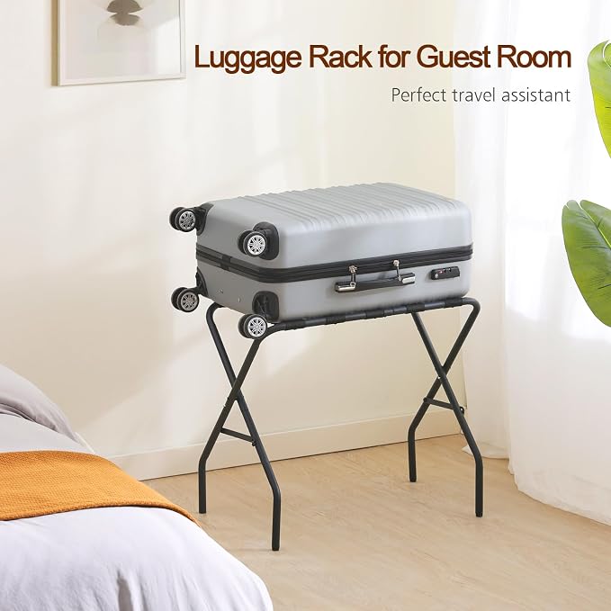 AMHANCIBLE Luggage Rack, Foldable Suitcase Stands Set of 2, Metal Luggage Holder for Guest Room, Bedroom, Hotel, Holds up to 110 lb, Easy Assemble, Black HLR01BK - Image 7