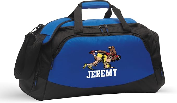 Alterd Industries Wrestling Duffel Bag - Personalized Wrestler Gym Bag, Girls Wrestling, wrestling bags for boys, Water Bottle, Backpack, Accessories (Male Wrestler, Blue/Black, Gym Bag Only) by VitalSignsNW