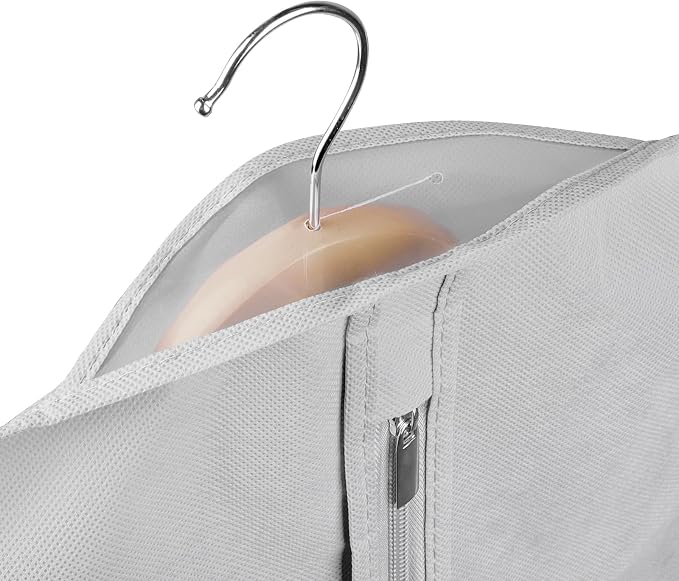 Univivi 10 Pack Suit Bags Garment Bag for Men Storage 40 inch Clothes Cover with Clear Window and ID Card Holder for Suit Jacket,Skirt, Shirt and Coat - Grey - Image 4