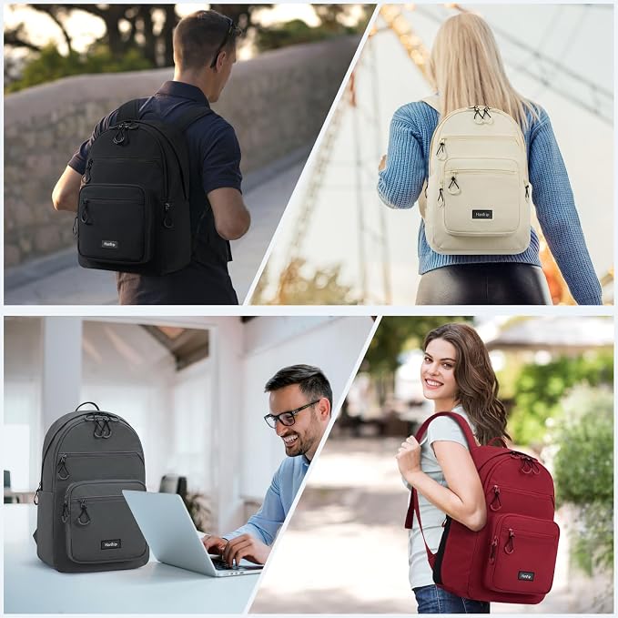 HanTrip Carry On Travel Backpack For Women, 18 Inch Water Resistant Large Backpack Lightweight Bookbag For Men, 8x14x18 Personal Item Bag Casual Daypack Backpacks For Work Office Commuter (Navy Blue) - Image 9