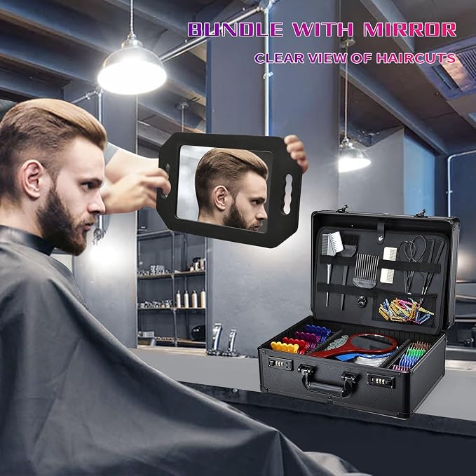 Barber Accessories Case, Profesional Barbers Briefcase Tool Case, Barber Cases for Clippers and Supplies, Hair Scissors Clippers Trimmer Organizer, Barbers Suitcase with Code Lock (Matte Black) - Image 2