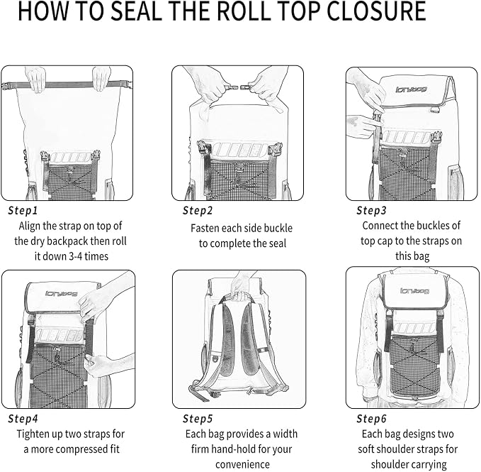 IDRYBAG Waterproof Backpack for Men 25L/45L, Dry Bags Kayak, Dry Backpack Camping Hiking - Image 5