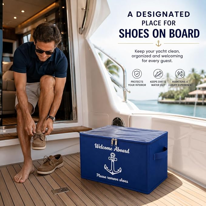 Premium Marine Shoe Storage Box for Yacht & Boat Owners – Luxury Waterproof Boat Shoe Organizer with Clear Top, Keeps Deck Clean & Interior Protected - Image 2