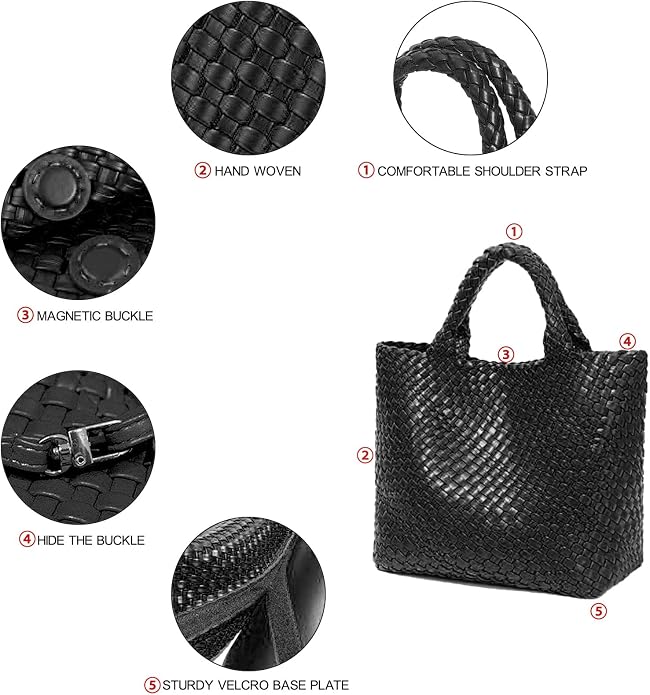 JINMANXUE Fashion Woven Bag Shopper Bag Travel Handbags and Purses Women Tote Bag Large Capacity Shoulder Bags - Image 6