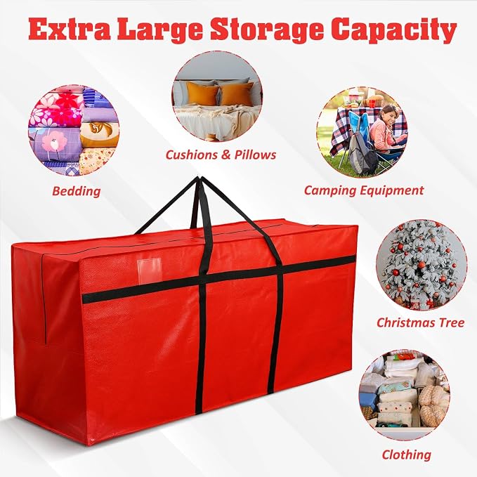 Windyun 4 Pack 168 Gallon Extra Large Moving Bags XXL Heavy Duty Storage Bag with Strong Zipper Handle Jumbo Big Tote Box Foldable for College Dorm Travel Clothes Duffle Blanket Pillow(Red) - Image 6