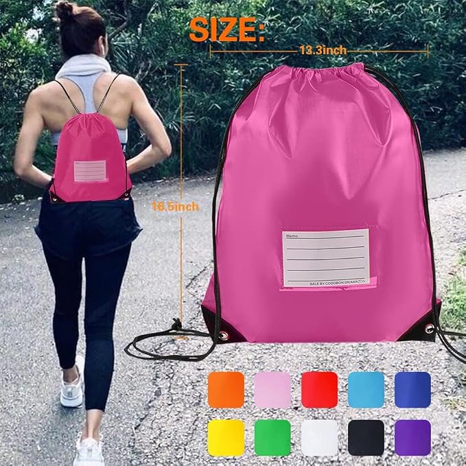 CODOBON 16 Pack Drawstring Bags,Bulk Draw String Backpack, Gym Sports Cinch Bag Sackpack for Women Men, Pink - Image 5
