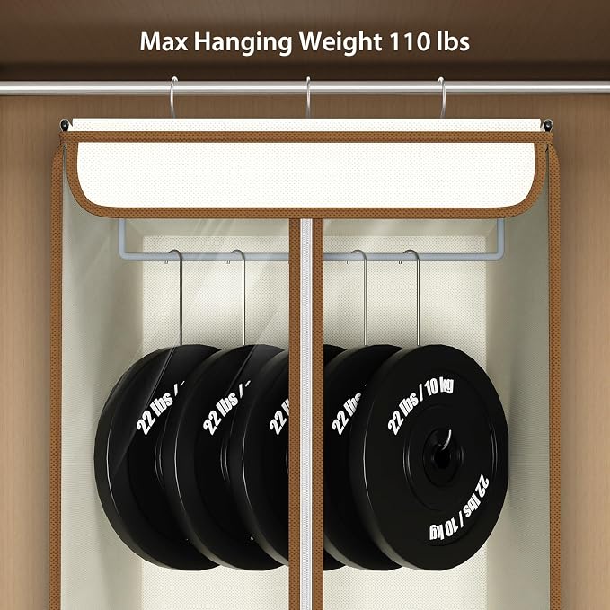 Univivi Garment Bags for Hanging Clothes, Large Clothes Storage Bags Closet Organizer with Clear Window, Premium Hanging Garment Storage Bag for Suits, Coats, Dresses, 40", 2 Pack (Beige) - Image 4