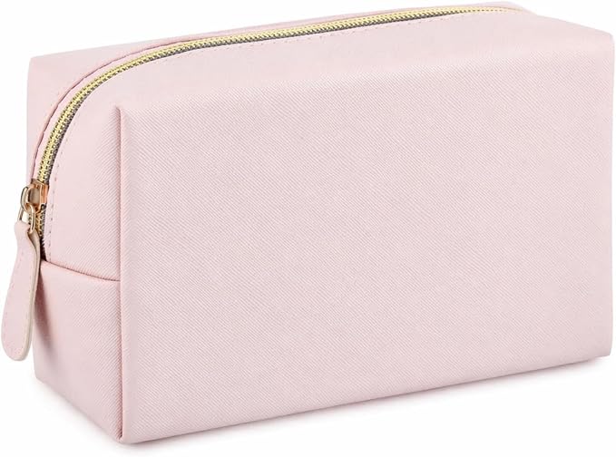 Kigeli 1 Pc Makeup Bag Bulk PU Leather Cosmetic Pouches Waterproof Plain with Zipper Preppy Makeup Pouch Toiletry Bag for Women Wedding Bachelorette Party Gift Travel Storage Organizer (Light Pink) by Kigeli