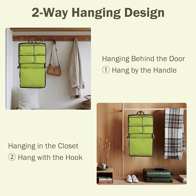 TABITORA Travel Clothes Organizer Hanging Compression Packing Cubes Hanging Travel Organizer Camp Organizer Hanging Travel Bag Travel Cases Carry On Closet (TeaBrown) - Image 6