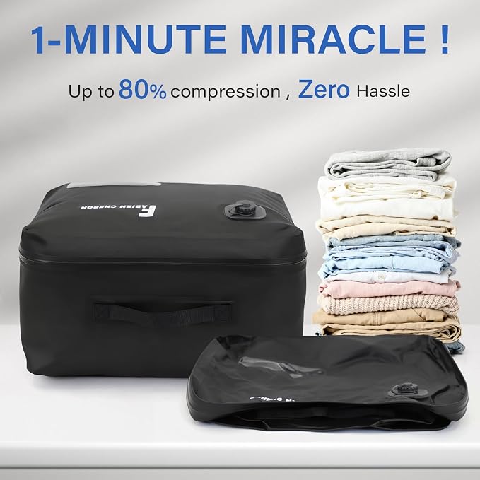 Travel Vacuum Bags with Pump,40L Built-in Air Pump Vacuum Bags for Travel,180°Open, Reusable Compression Bags for Carry On Suitcases and Backpack(2PC(Built-in Air Pump)) - Image 2