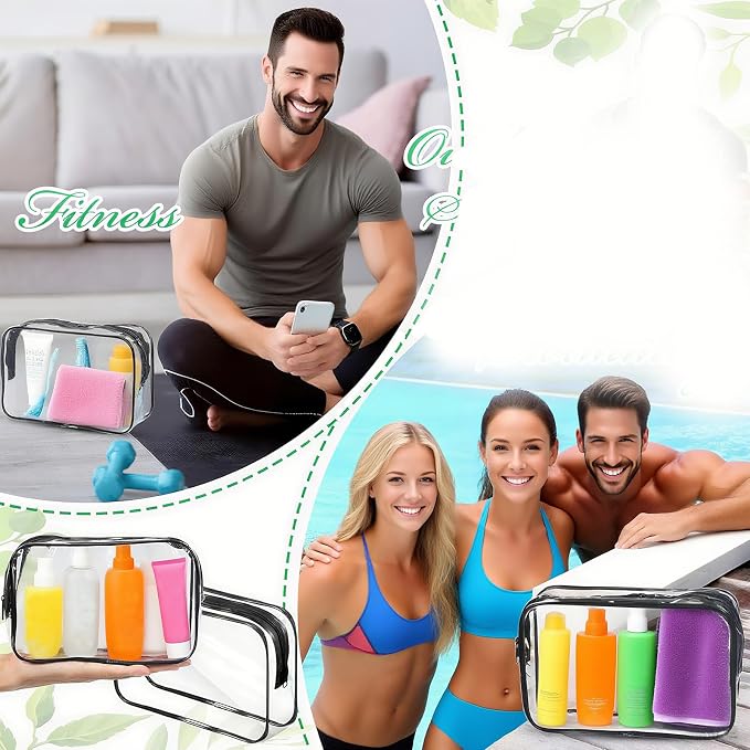100 Pcs Clear Makeup Bags Bulk-Graduation Dad Mon Gifts Bag Tsa Approved Toiletry Bag for Travel Transparent Cosmetic Bag PVC Waterproof Travel Small Pouches with Zipper for Men and Women (Black) - Image 5