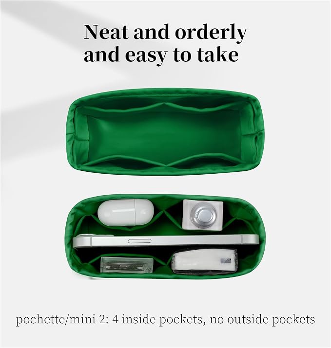 Women's Purse Organizer Insert - Satin & Lightweight Fabric with Inside Pockets, Portable for Commute, Travel, Shopping, and Evening, Multicolor Options, Fits for Kelly 25(Bambou, KL25 Sellier) - Image 2