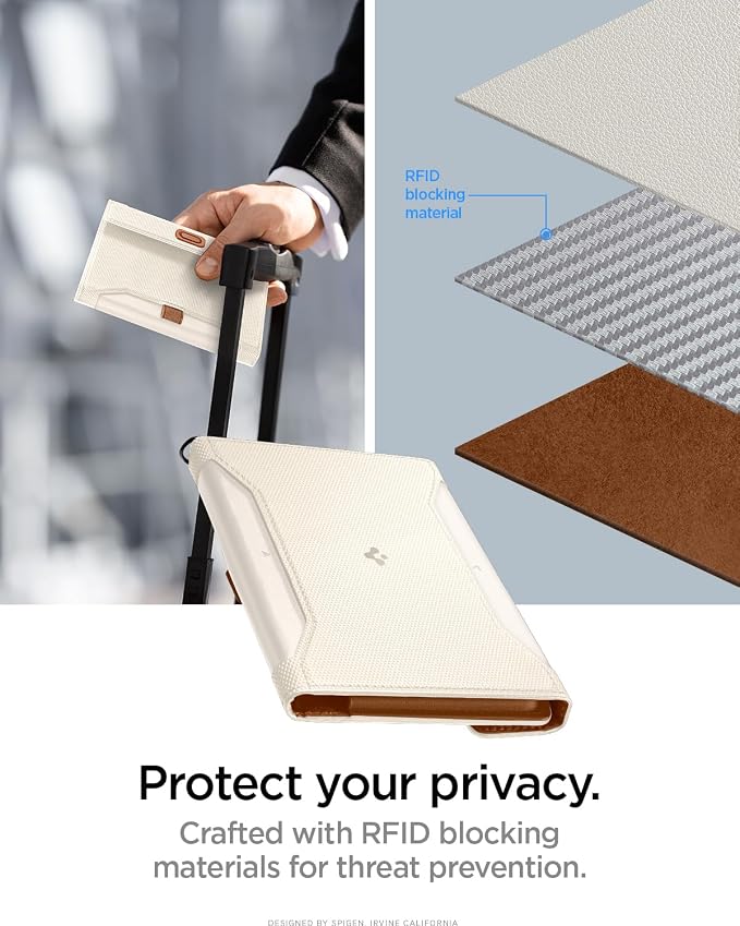 Spigen Life for Passport Card Cover Holder with RFID Blocking Technology Wallet Travel Documents Organizer Protector Accessories, SIM Card Pin Included - Image 4