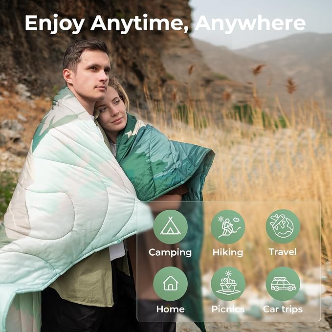KingCamp Ultralight Camping Blanket, 79"L x 57"W, Green - Image 6