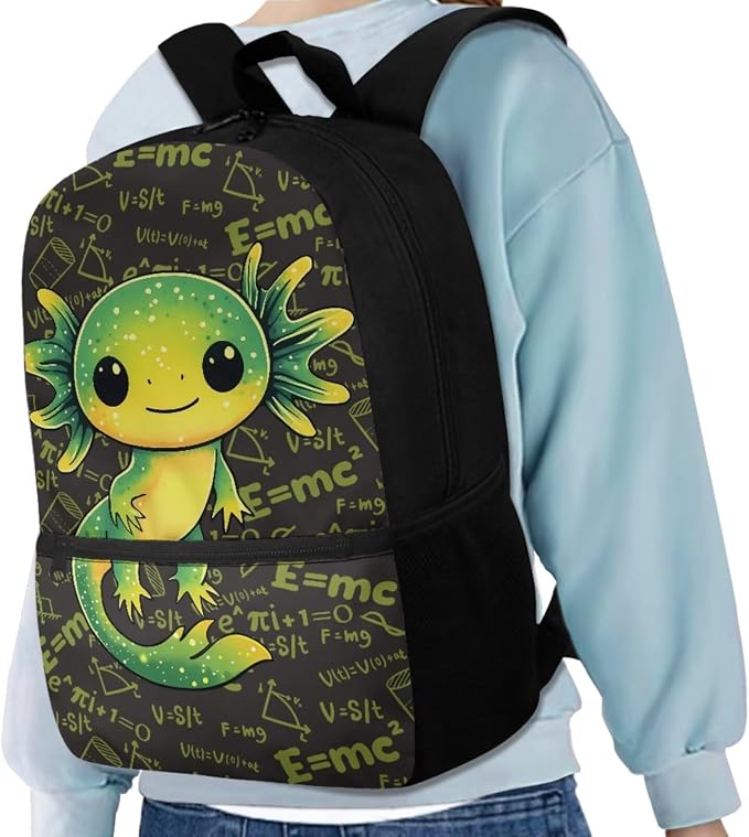 Cute Axolotl Backpack for Girls Boys Backpack with Lunch Box Water Bottle Carrier and Big Pencil Case 4 PCS Set Bookbag with Front Pocket for School 17" Sturdy Elementary School Bag for Kids - Image 2