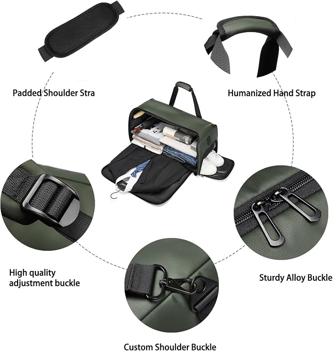 Garment Bags for Travel,45L Carry on Convertible Garment Duffle bag for Men Women - 3 in 1 Hanging Suit Travel Bag with Shoulder Strap - Image 3