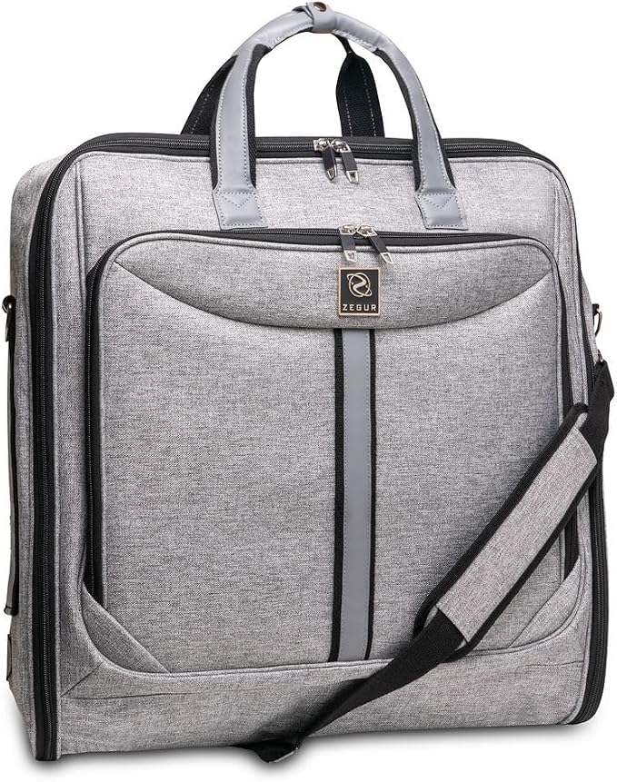 ZEGUR Premium Suit Garment Bag Carry On - Hangs 4 Suits - Travel & Business with Shoulder Strap and Laptop Compartment by ZEGUR