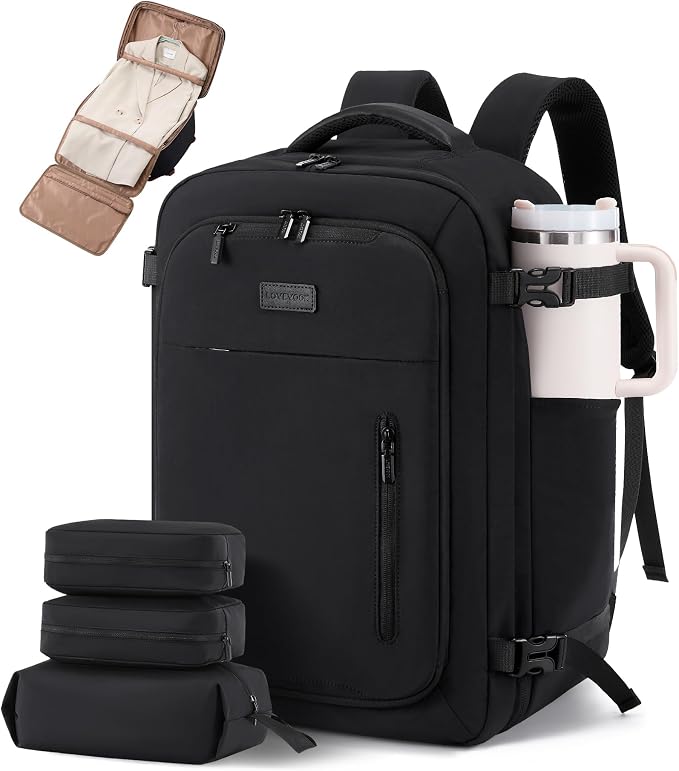 LOVEVOOK Travel Backpack for Women Men with Garment Bag, 40L Carry on Backpack as TSA Personal Item Flight Approved, Luggage Daypack Fits 17.3" Laptop, Overnight Business Weekender Travel Essential by LOVEVOOK