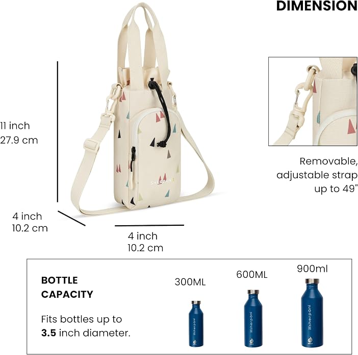 Sherpani Izzie, Water Bottle Crossbody, 32oz Bottle Carrier Bag | Bottle Holder Sling with Phone Pocket, Cross Body Drink Carrier Men Women, RFID Protection for Hiking Camping, Travel Gift - Image 4