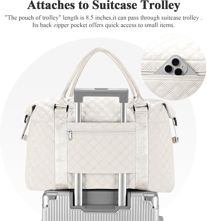 Travel Duffel Bag, Carry On Overnight Weekender Bags for Women | Travel Bag with Wet Pocket & Trolley Sleeve, For Spirit Airlines 18x14x8 Personal Item Bag - Image 6