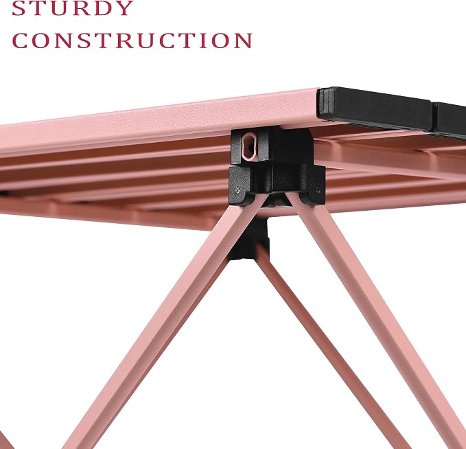 Grope Portable Beach Table for Sand with Aluminum Table Top, Folding Camping Table Easy to Carry, Prefect for Outdoor, Picnic, BBQ, Cooking, Festival, Beach, Home (Pink-S) - Image 6