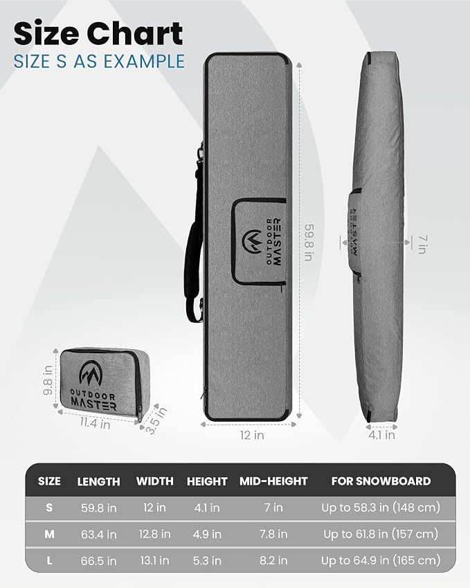 OutdoorMaster Snowboard Bag - 900D Water Resistant Snowboard Travel Bag with Shoulder Strap, Foldable Storage Design - Image 7