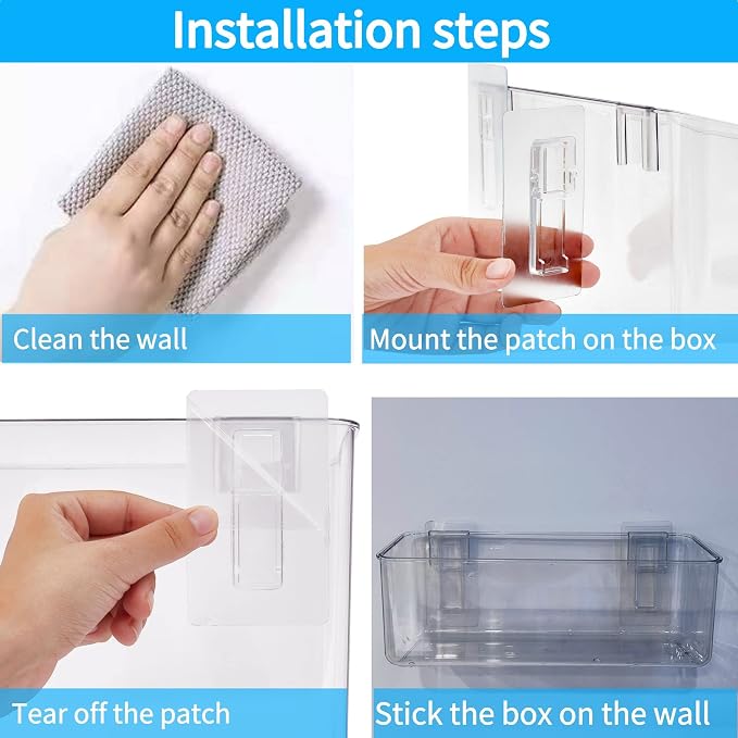 Adhesive Mount Storage Organizer Container Basket Bins, Plastic Over Cabinet Door Organizer, Pantry Wall Organization, Bathroom Organizer, Space Saving Holder for Sandwich Bags-4 Pack - Image 5