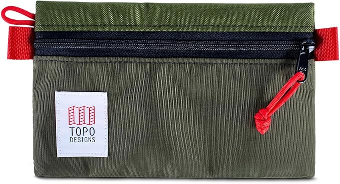 Topo Designs Accessory Bags, Travel Organizer Accessories for Smaller Items, Durable Storage Pouch, 3 Sizes, Fully Lined Pack Cloth (Small, Olive/Olive) by TopoDesigns