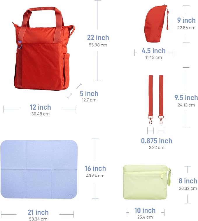 Ubbi Fleuri All-Day Diaper Bag Backpack, Features 12 Pockets, Insulated Bottle Pocket, Wet Bag, Changing Mat, Stroller Straps and Dust Pouch, Lightweight, Easy-Clean & Travel Ready, Wild Poppy - Image 9