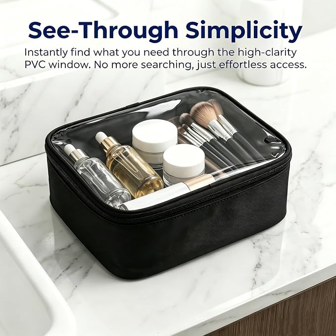 Multifunctional Travel Toiletry Bag With Jewelry Organizer,Portable Hanging Storage Bag With 4 Compartments,Large Capacity Makeup Case For Skincare & Bathroom Essentials (Black) - Image 5