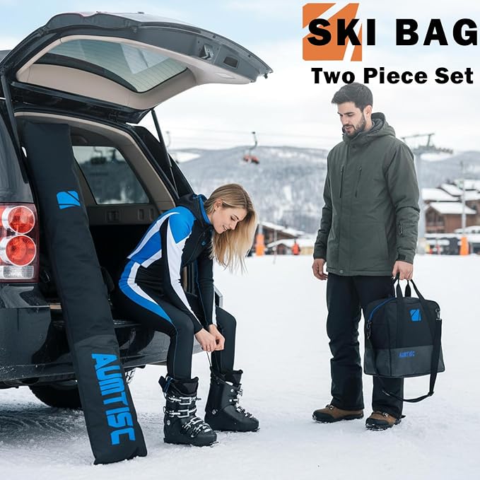 AUMTISC Ski and Boot Bag Combo for Air Travel Flying, Padded Two-Piece Snow Ski Bags, Adjustable Length Ski Travel Bag for Skis Up to 200cm and Boots Up to Size 13 - Image 8