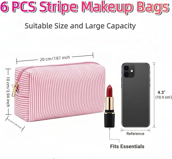 6 PACK Makeup Bags- Bulk Bridesmaid Proposal Gifts Makeup Pouch for Wedding Party Favors Bachelorette Party Decorations Toiletry Organizer Bag Cosmetic Case Gift (6, Pink) - Image 2