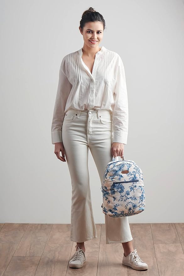 Maison d' Hermine Backpack for Women Men Cotton Shoulder Multipurpose Rucksack with Small Pouch Lightweight Multi Pocket Bag for Travel Work Beach Perfect for Spring Summer (Bonobo - Blue) - Image 8