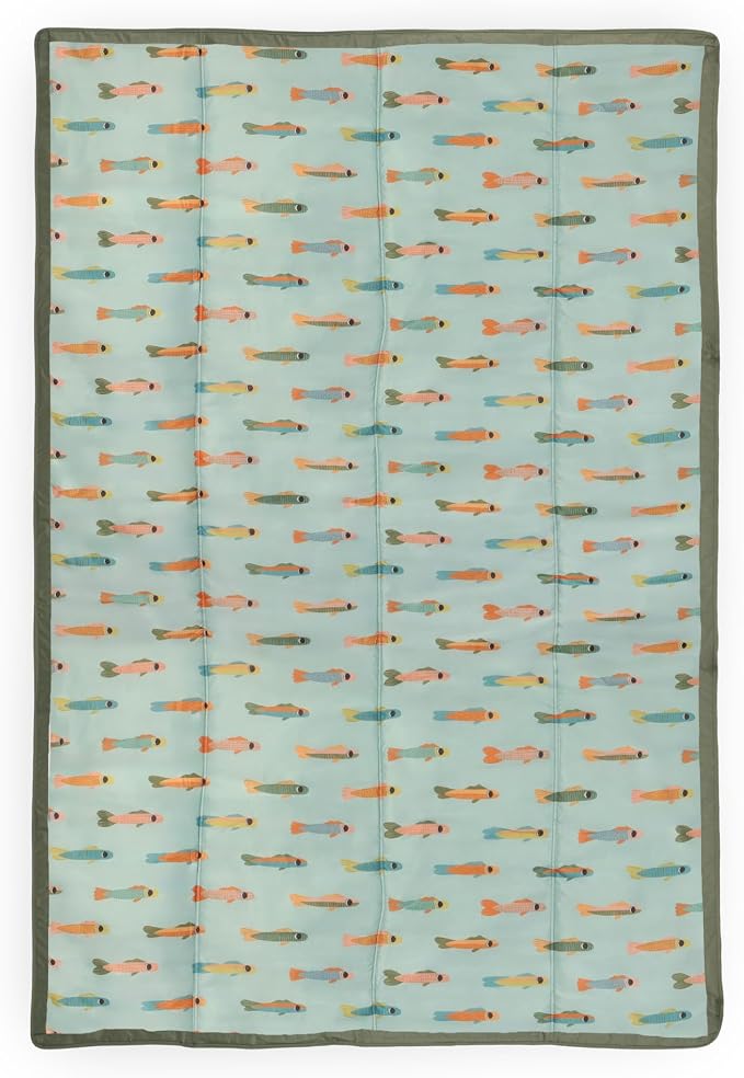 Little Unicorn 5'x5' Outdoor Family Picnic & Beach Blanket | Durable & Water-Resistant Fabric | Compact Fold & Easily Wipes Clean | Zipper Pocket (Minnow Pond) - Image 3
