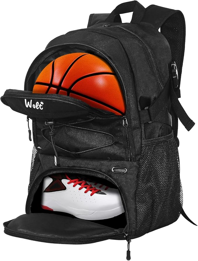 WOLT Basketball Backpack Large Sports Bag with Separate Ball Holder & Shoes Compartment, Best for Basketball, Soccer,Gym by WOLT