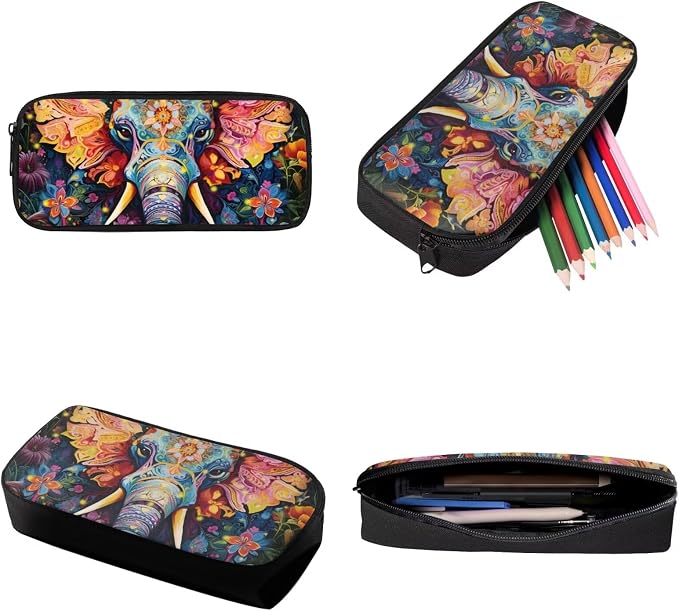 Aztec Tribal Elephant Print Backpack Set Large Capacity Schoolbag Lunch Box Pencil Case 17 Inch Travel Laptop Backpacks Lightweight Rucksack Casual Daypack for Hiking Camping - Image 6