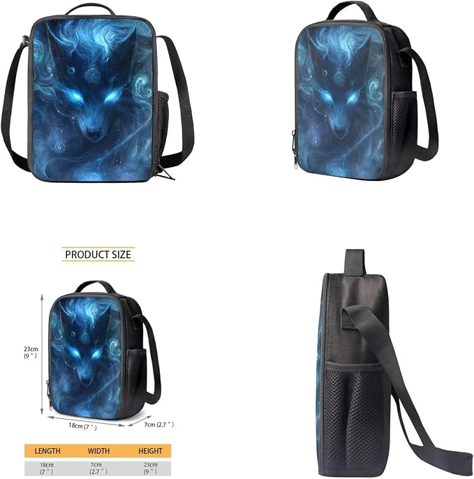 Galaxy Wolf Backpack for Kids Boys Backpack with Lunch Box Water Bottle Pouch and Soft Pencil Case 4PCS Set Large Capacity Bookbag with Front Pocket for School 17 inch Lightweight School Bag - Image 4