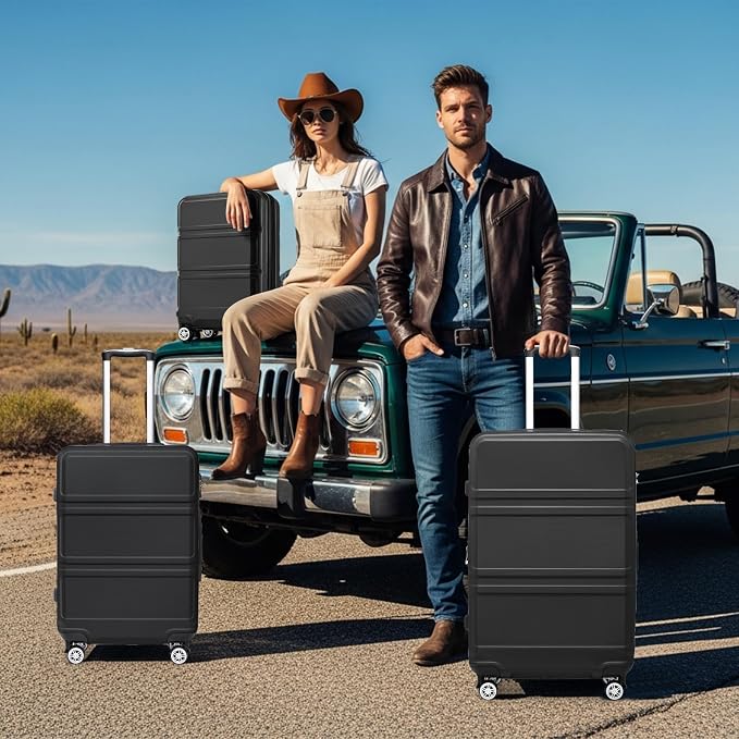 Kono Carry On Luggage 22x14x9 Airline Approved with Spinner Wheels | Lightweight PC+ABS 20 Inch Luggage with TSA Lock,Expandable Hard Shell Carry On Suitcases for Men Women,Black - Image 2
