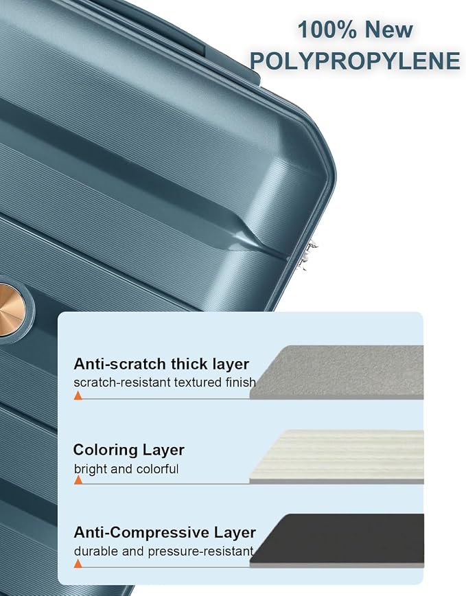 Somago 28 Inch Luggage With Spinner Wheels Hard Shell Polypropylene Suitcase with TSA Lock and YKK Zipper,Ice Blue - Image 2