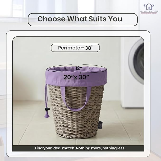 LFH Home Cotton Rich Large Premium Canvas Laundry Bag, Heavy Duty Washable Laundry Hamper with Drawstring & Handles, Multi-Use Clothes Storage for Home, Travel & College 20"x30" (Pack of 6) - Lavender - Image 2