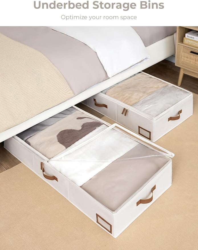 StorageWorks Extra Large Under Bed Storage Containers with Handles and Label Holder, 2 Pack Ultra-thick Fabric Underbed Bins, Closet Organizer for Clothes, Blankets, Sweater - Image 4
