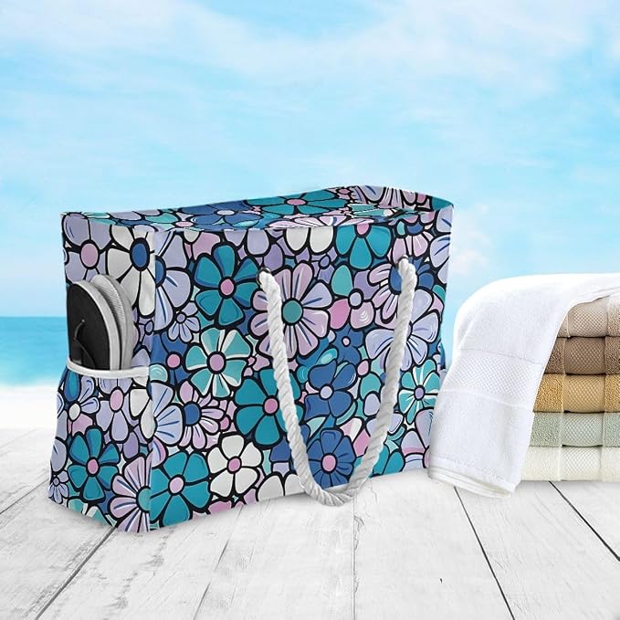 senya Large Beach Bags Totes Swim Canvas Tote Shoulder Bag Water Resistant Bags for Gym Travel Daily - Image 3