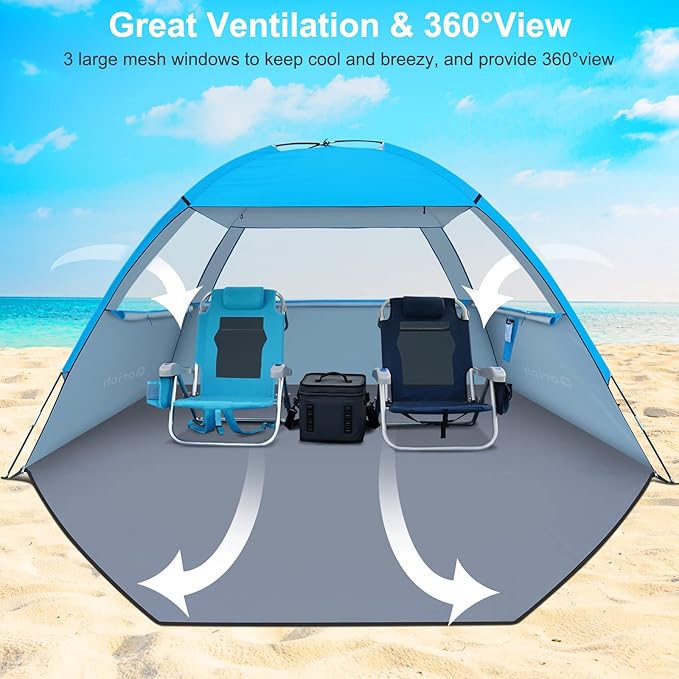 Gorich Beach Tent Sun Shelter for 3/4/6/8/10 Person with UPF 50＋ UV Protection, Lightweight & Easy Setup Beach Shade Canopy, Portable Beach Shade Tent Beach Cabana - Image 4