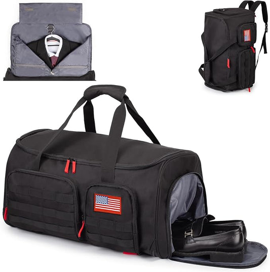 ATRIPACK Duffle Bag for Men,Tactical Duffle Bags for Travel,55L Large Capacity Convertible Garment Bag With Shoes Compartment, Multi-functional Gym Bags Suit Bag for Traveling Workout Business Trip by ATRIPACK